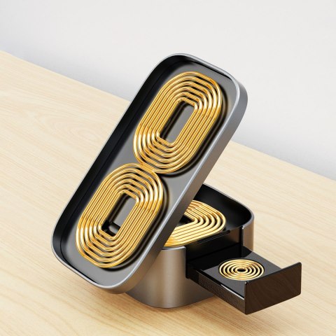 3w1 Ładowarka A11Pro+ indukcyjna 15W do telefonu smartwatcha słuchawek - czarna