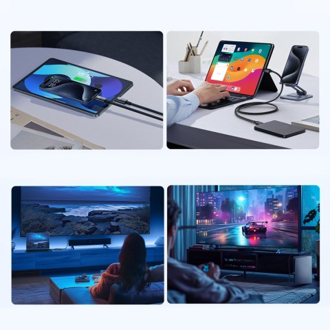 Kabel przewód Tungsten Gold USB-C 100W 4K 20Gb/s 60Hz 1.5m - czarny