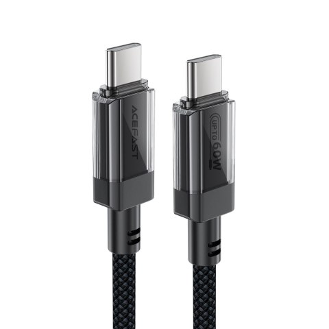 Kabel przewód USB-C z nylonowym oplotem PD 60W 480Mb/s - czarny