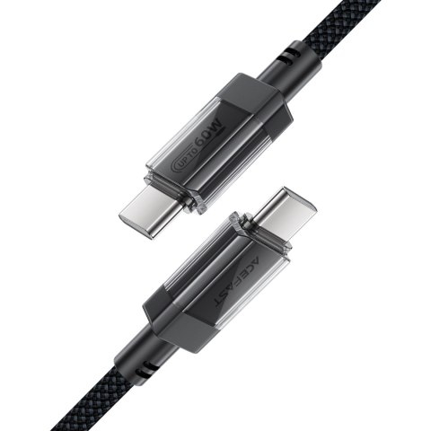 Kabel przewód USB-C z nylonowym oplotem PD 60W 480Mb/s - czarny