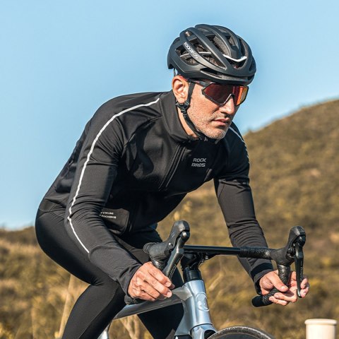 Koszulka kolarska rowerowa z długim rękawem ciepła jesień/zima XXL - czarna