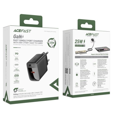 Ładowarka sieciowa A104 GaN USB-C PD SFC 25W - czarna