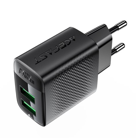 Ładowarka sieciowa A86 2x USB-A 12W - czarna