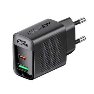 Ładowarka sieciowa A98 sieciowa GaN USB-A USB-C PD 30W - czarna