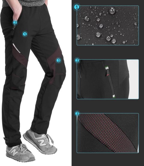 Spodnie sportowe wiatroszczelne Patrol kolarskie rowerowe trekingowe rozmiar M - czarne