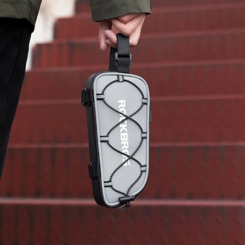 Torba sakwa rowerowa mocowana na ramę 0.9l - srebrna