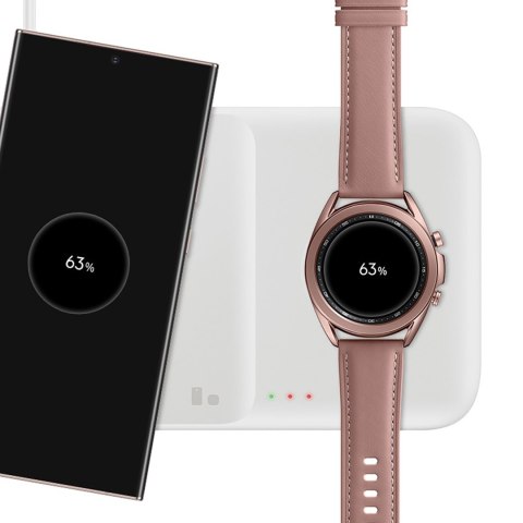 3w1 Ładowarka sieciowa Samsung Trio indukcyjna do telefonu / Galaxy Watch / Buds - biała