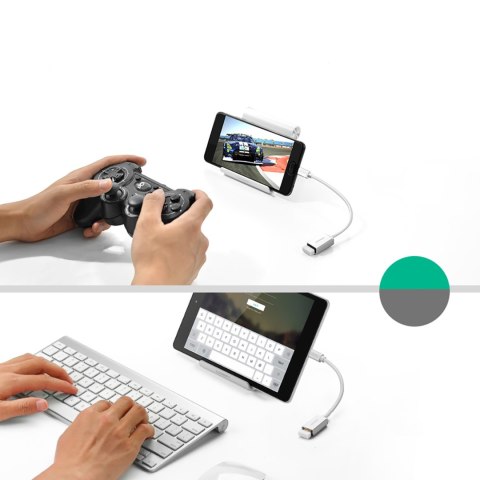 Adapter przejściówka USB-A 3.0 (żeński) - USB-C 3.0 (męski) OTG - biały