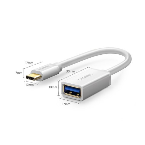 Adapter przejściówka USB-A 3.0 (żeński) - USB-C 3.0 (męski) OTG - biały