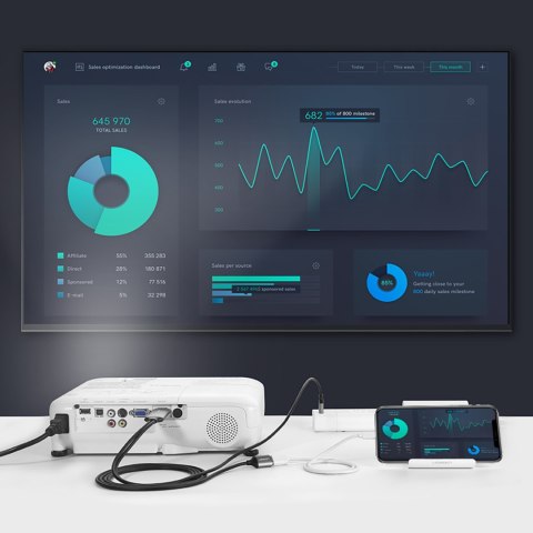 Adapter przejściówka USB-A (żeński) - HDMI z portem zasilania USB-A (męski) 1.5m - szary