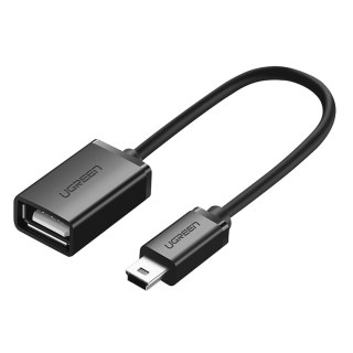 Adapter przejściówka mini USB-B (męski) - USB-A (żeński) OTG 10cm - szary