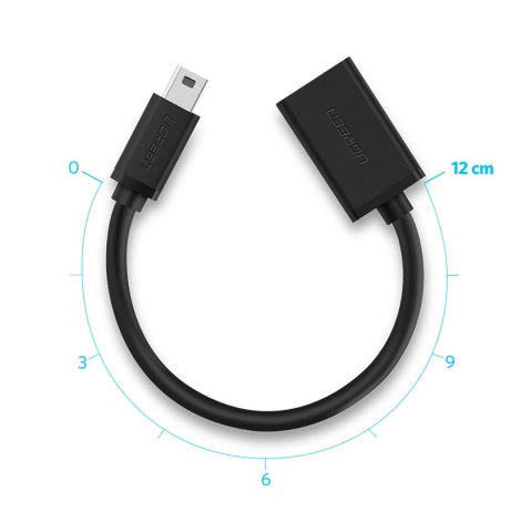 Adapter przejściówka mini USB-B (męski) - USB-A (żeński) OTG 10cm - szary