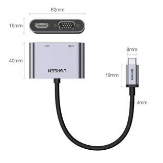 Adapter rozdzielacz USB-C - HDMI / VGA / USB-A 3.0 / USB-C PD - szary