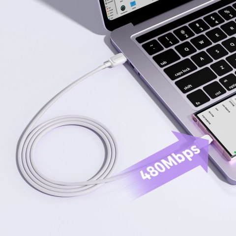 Kabel przewód Multi-Color Series A14 USB-A - USB-C 3A 1.2 m - biały