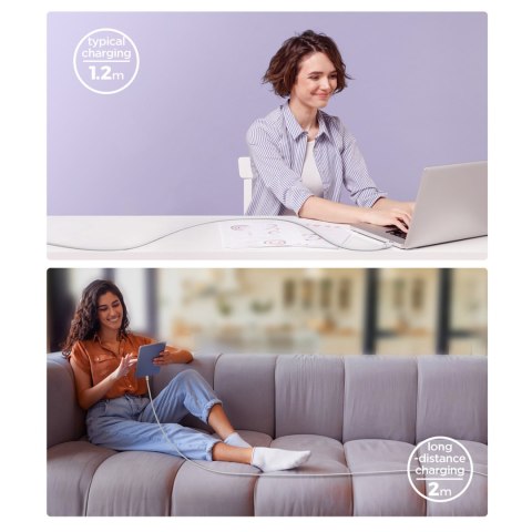 Kabel przewód Multi-Color Series A14 USB-C - USB-C 100W 1.2 m - biały