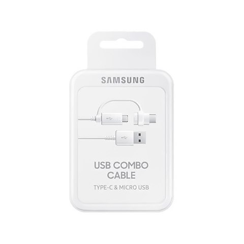 Kabel przewód Samsung Combo USB-A - micro USB i USB-C 1.5m - biały