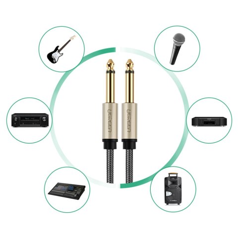 Kabel przewód audio AV128 mono TS jack 6.35mm 5m - szary