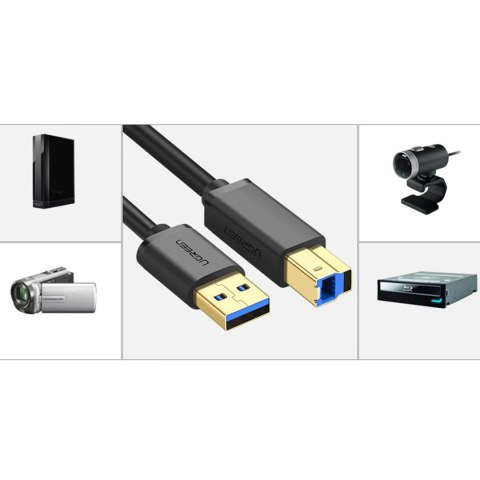 Kabel przewód do drukarki USB-A 3.0 - USB-B 5Gbps 1m - czarny