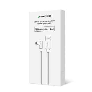 Kabel przewód kątowy iPhone Lightning - USB-A MFi 2.4A 1m - czerwony