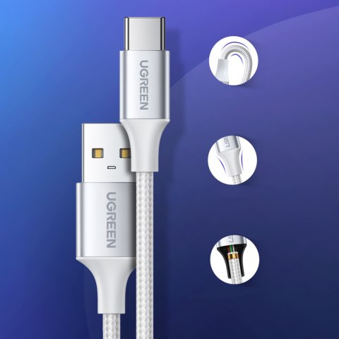 Kabel przewód w oplocie USB-A - USB-C QC 3.0 3A 0.5m - biały