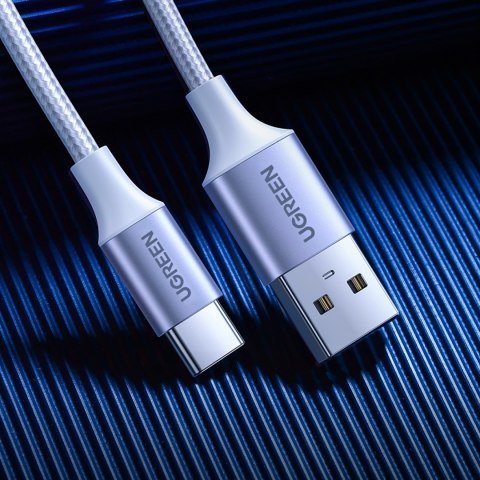 Kabel przewód w oplocie USB-A - USB-C QC 3.0 3A 0.5m - biały