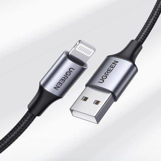 Kabel przewód w oplocie USB-A - iPhone Lightning MFi 2m - czarny