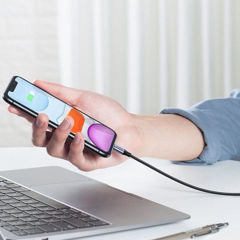 Kabel przewód w oplocie USB-A - iPhone Lightning MFi 2m - czarny