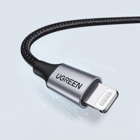 Kabel przewód w oplocie USB-A - iPhone Lightning MFi 2m - czarny