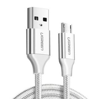 Kabel przewód w oplocie USB-A - micro USB 2.4A 1.5m - biały