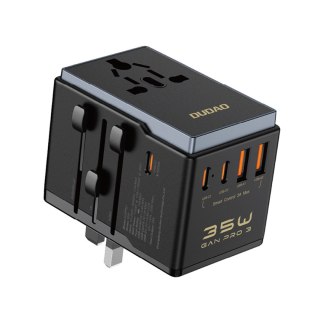 Ładowarka adapter podróżny A35Pro 35W EU / UK / AUS / US / JP 3x USB-C 2x USB-A - czarny