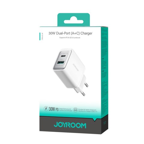 Ładowarka sieciowa USB-C - USB-A 30W PD - biała