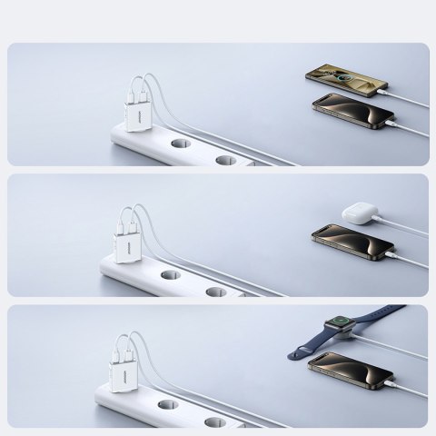 Mała i supercienka ładowarka sieciowa 20W USB-A USB-C - biała