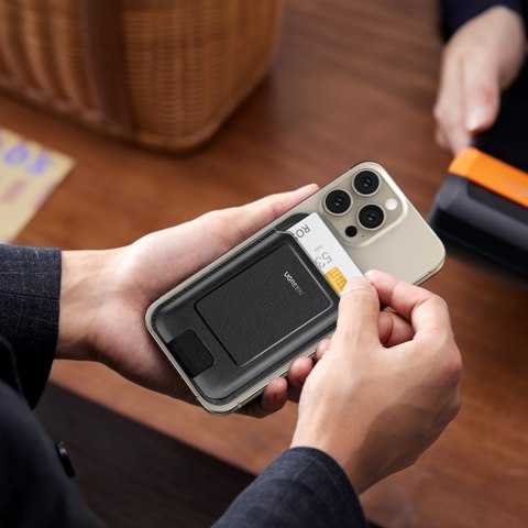 Portfel na karty Magnetic Wallet MagSafe z podstawką - czarny