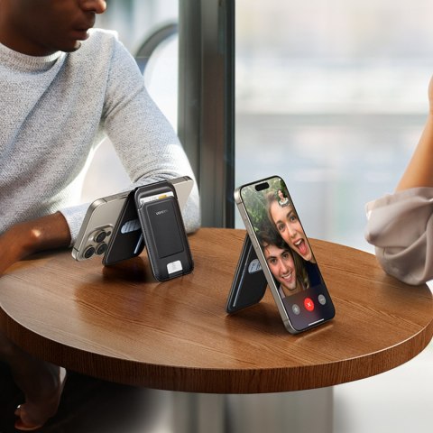 Portfel na karty Magnetic Wallet MagSafe z podstawką - czarny