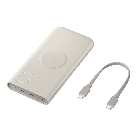 Powerbank indukcyjny Samsung 10000mAh 2x USB-C 25W SFC - beżowy