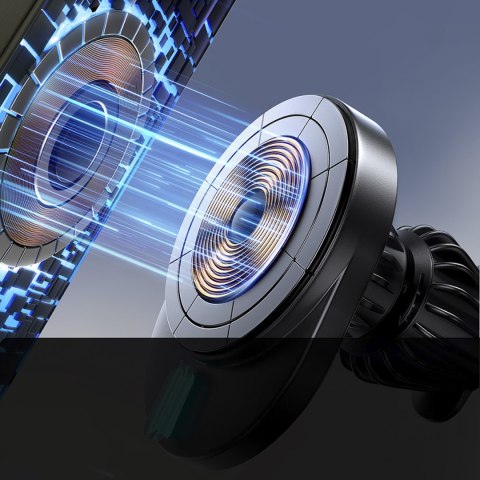 Uchwyt magnetyczny na telefon z ładowarką indukcyjną 15W na kratkę nawiewu - czarny