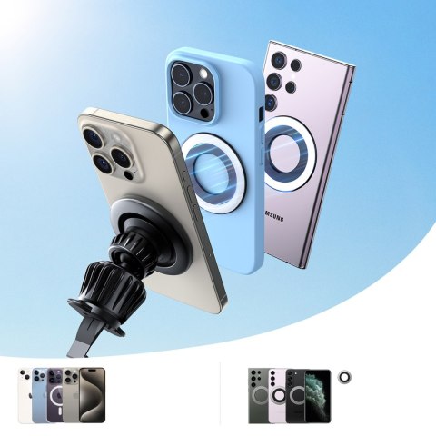 Uchwyt samochodowy magnetyczny na telefon na kratkę nawiewu - czarny