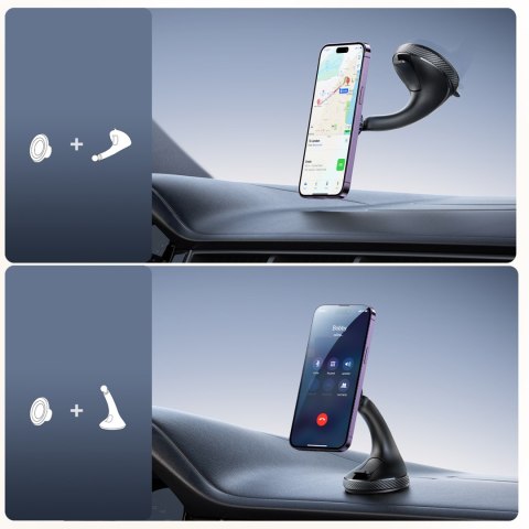 Uchwyt samochodowy magnetyczny na telefon na szybę kokpit - czarny