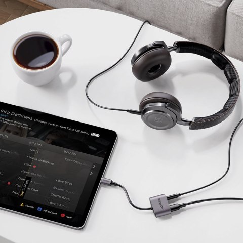 Adapter przejściówka audio USB-C - USB-C + mini jack 3.5mm - szary