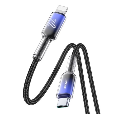 Kabel przewód Crystal-Clear Series 30W USB-C - iPhone Lightning 1.2m - czarny