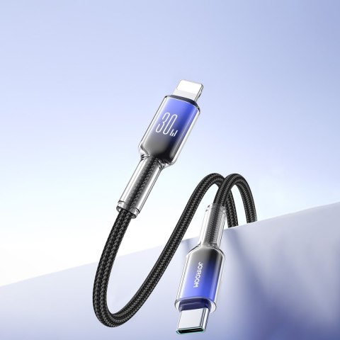 Kabel przewód Crystal-Clear Series 30W USB-C - iPhone Lightning 1.2m - czarny