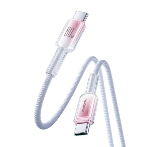 Kabel przewód Crystal-Clear Series 60W USB-C - USB-C 1.2m - biały