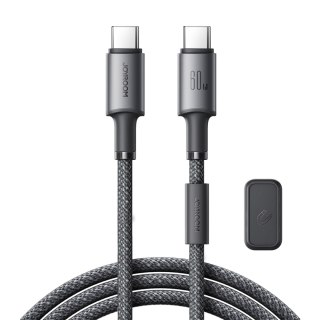 Kabel przewód USB-C - USB-C z organizerem uchwytem magnetycznym 1.2m - szary