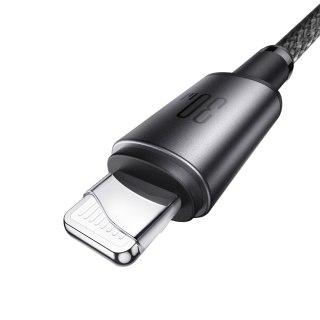 Kabel przewód USB-C - iPhone Lightning z organizerem uchwytem magnetycznym 1.2m - szary