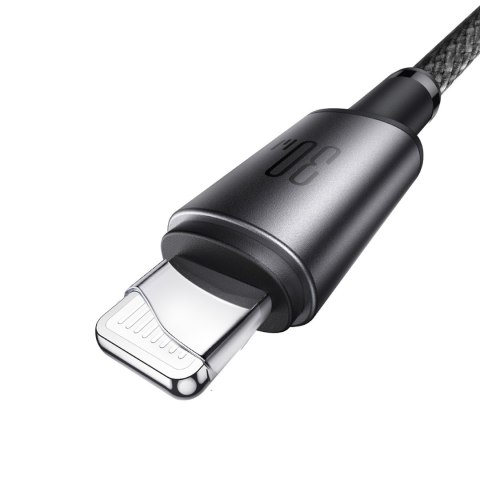 Kabel przewód USB-C - iPhone Lightning z organizerem uchwytem magnetycznym 1.2m - szary