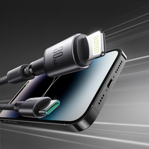 Kabel przewód USB-C - iPhone Lightning z organizerem uchwytem magnetycznym 1.2m - szary