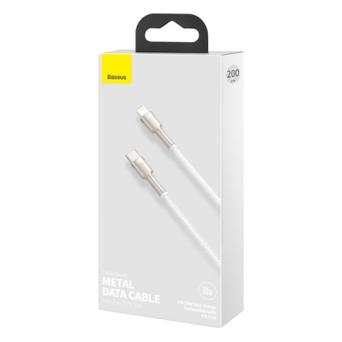 Kabel przewód do iPhone USB-C - Lightning Series Metal Data 20W PD 2m - biały