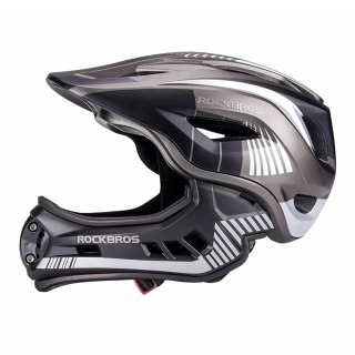 Kask rowerowy MTB dziecięcy z odpinaną szczęką rozmiar L - szary