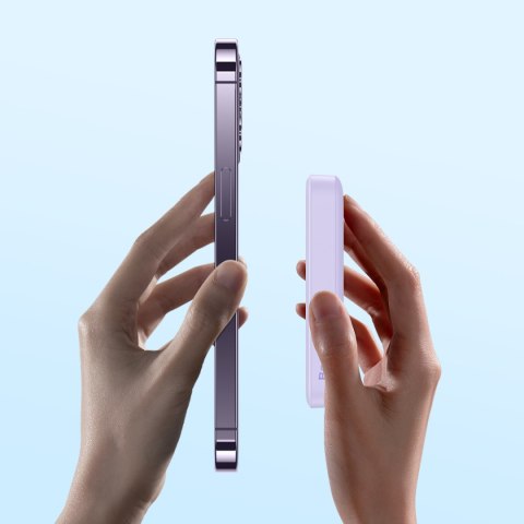 Powerbank magnetyczny indukcyjny 10000mAh 20W + kabel USB-C - fioletowy