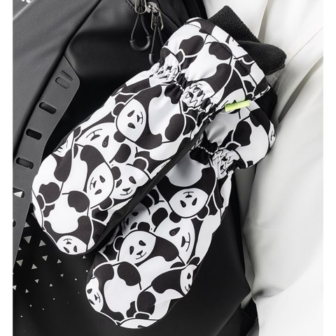 Rękawiczki narciarskie dziecięce bez palców Panda Heat rozmiar S - czarne/białe